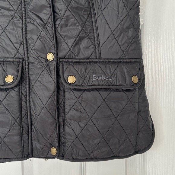Barbour Wray Gilet Quilted Vest Zip Snap Front Black Size 4 - Picture 7 of 15